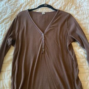 Old Navy Ribbed Long Sleeve XL Tall Shirt - Chocolate Brown